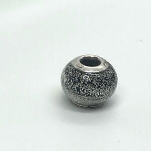 Persona 925 Sterling Silver Black & White Speckled Murano Style Charm Bead